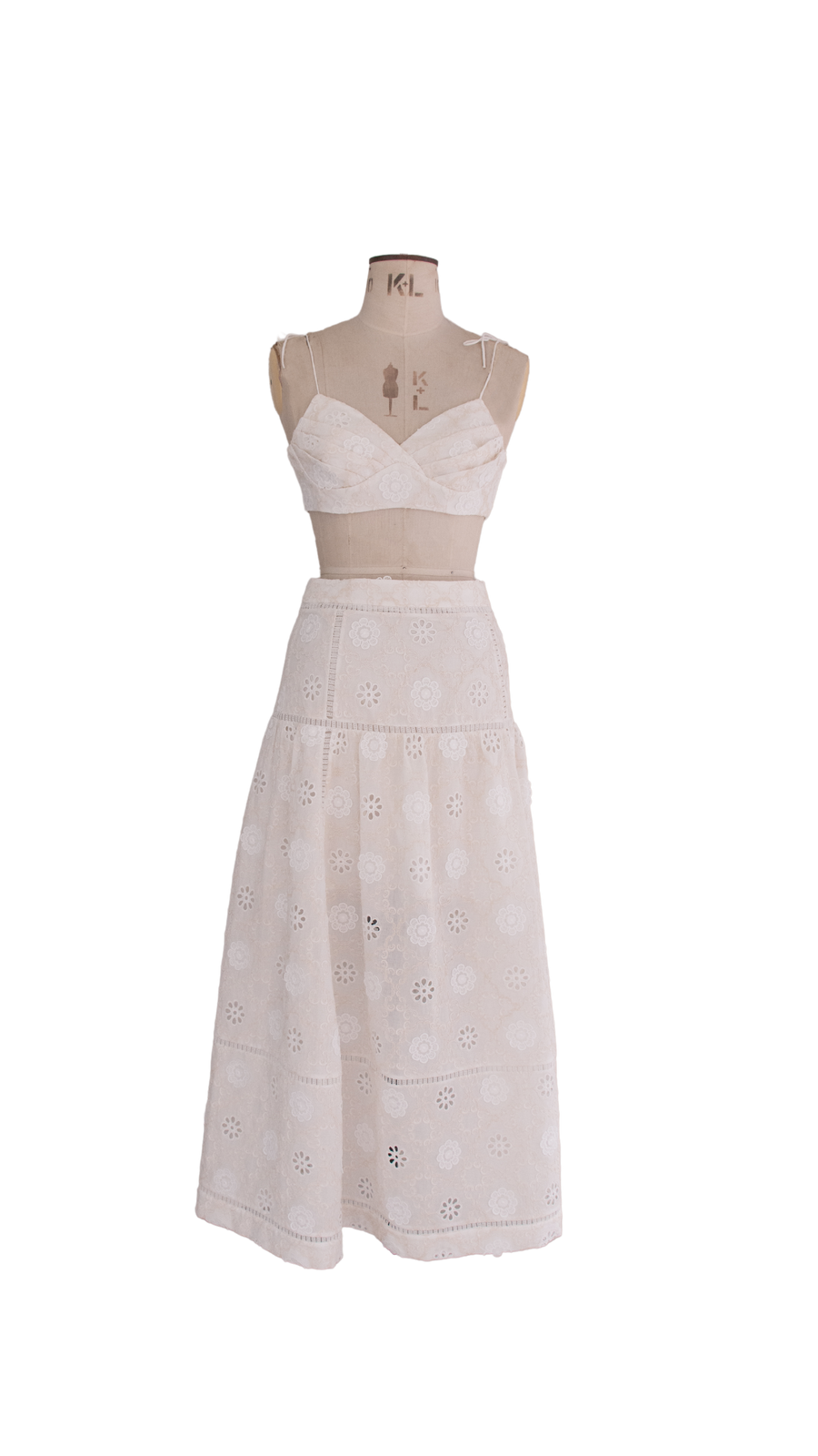 Ecru Flower Embroided Skirt