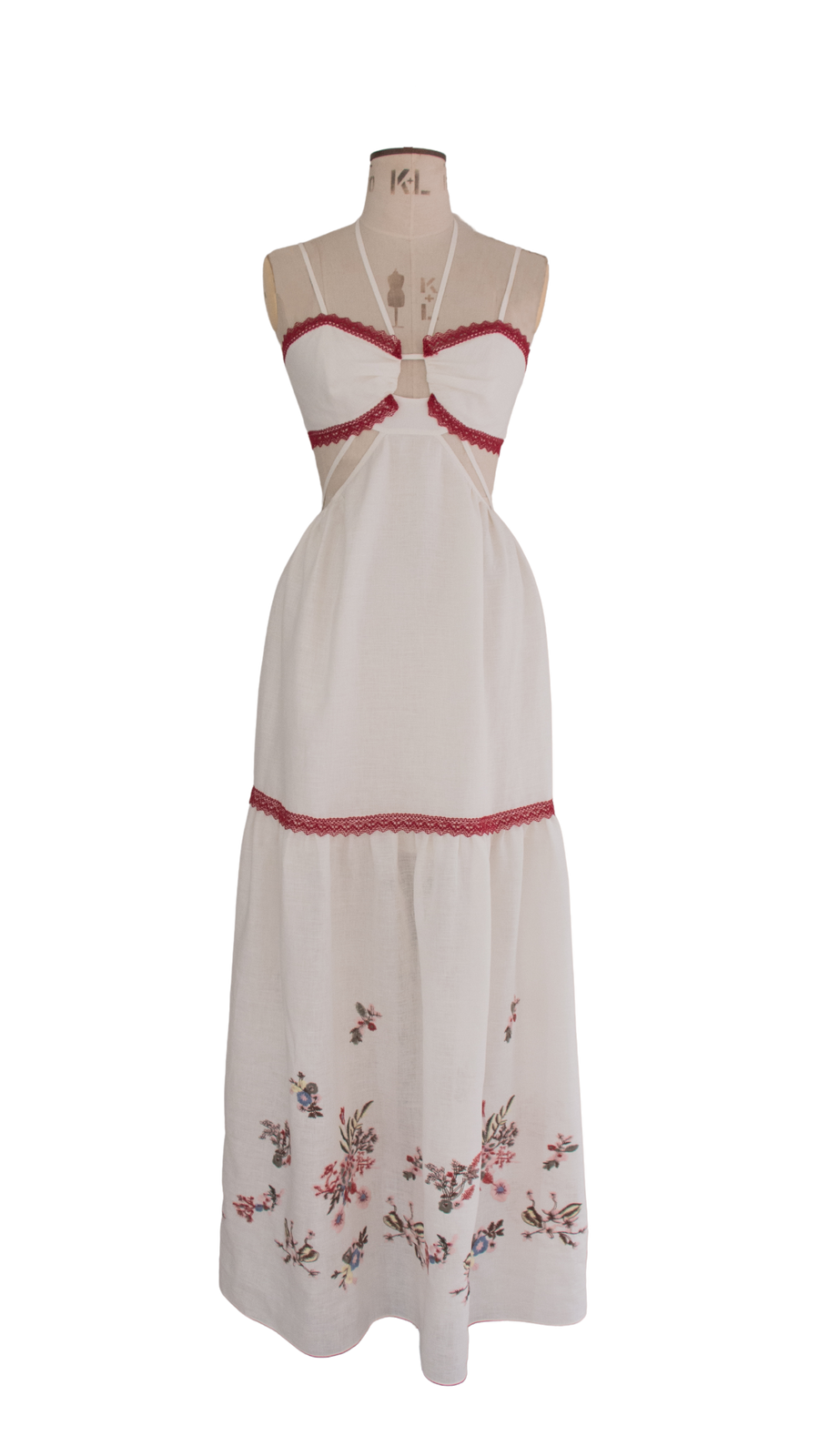Ecru Flower Embroidred Dress