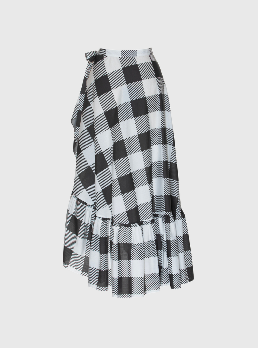 Black & White Vichy Midi Skirt