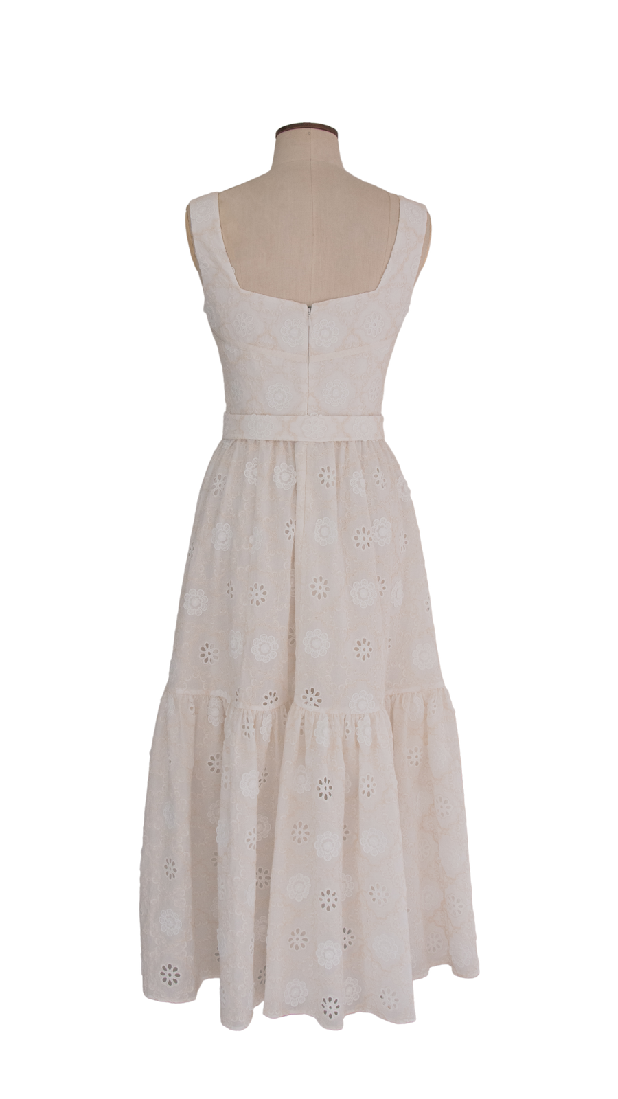Ecru Flower Embroidred Dress