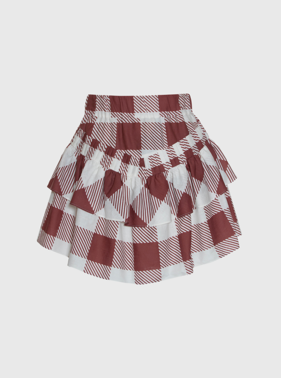 Red & White Vichy Frilly Skirt