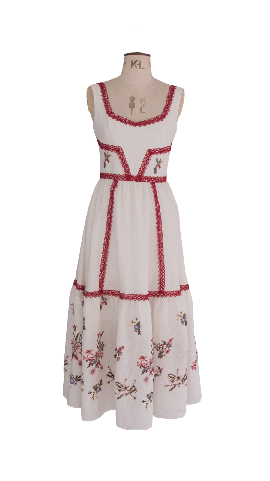Ecru Flower Embroidred Dress