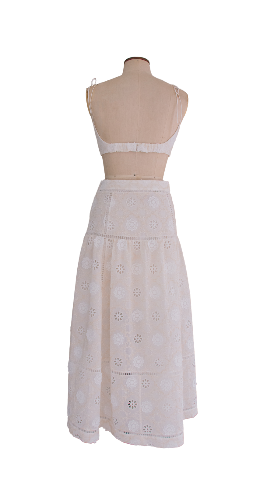 Ecru Flower Embroided Skirt