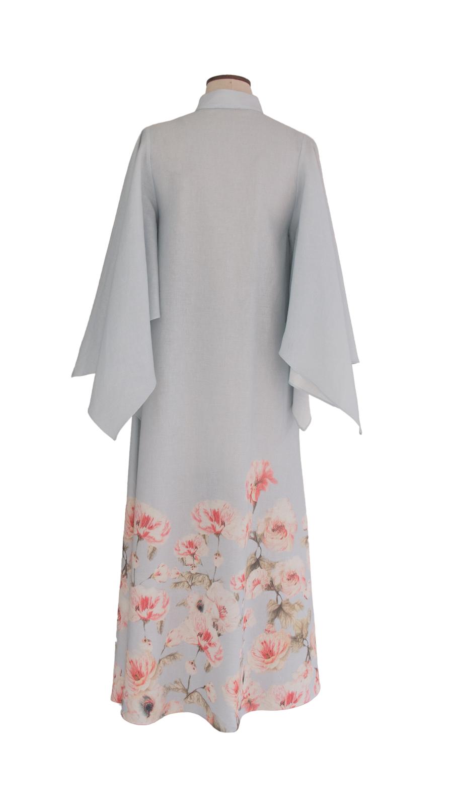 Blue Flower Print Linen Cape