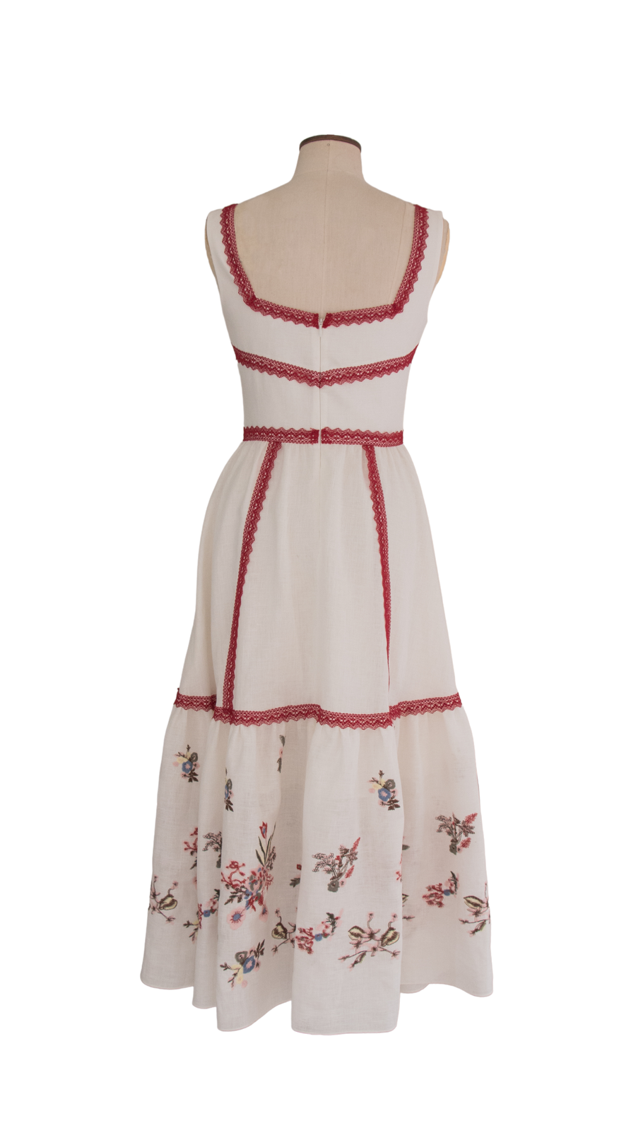 Ecru Flower Embroidred Dress
