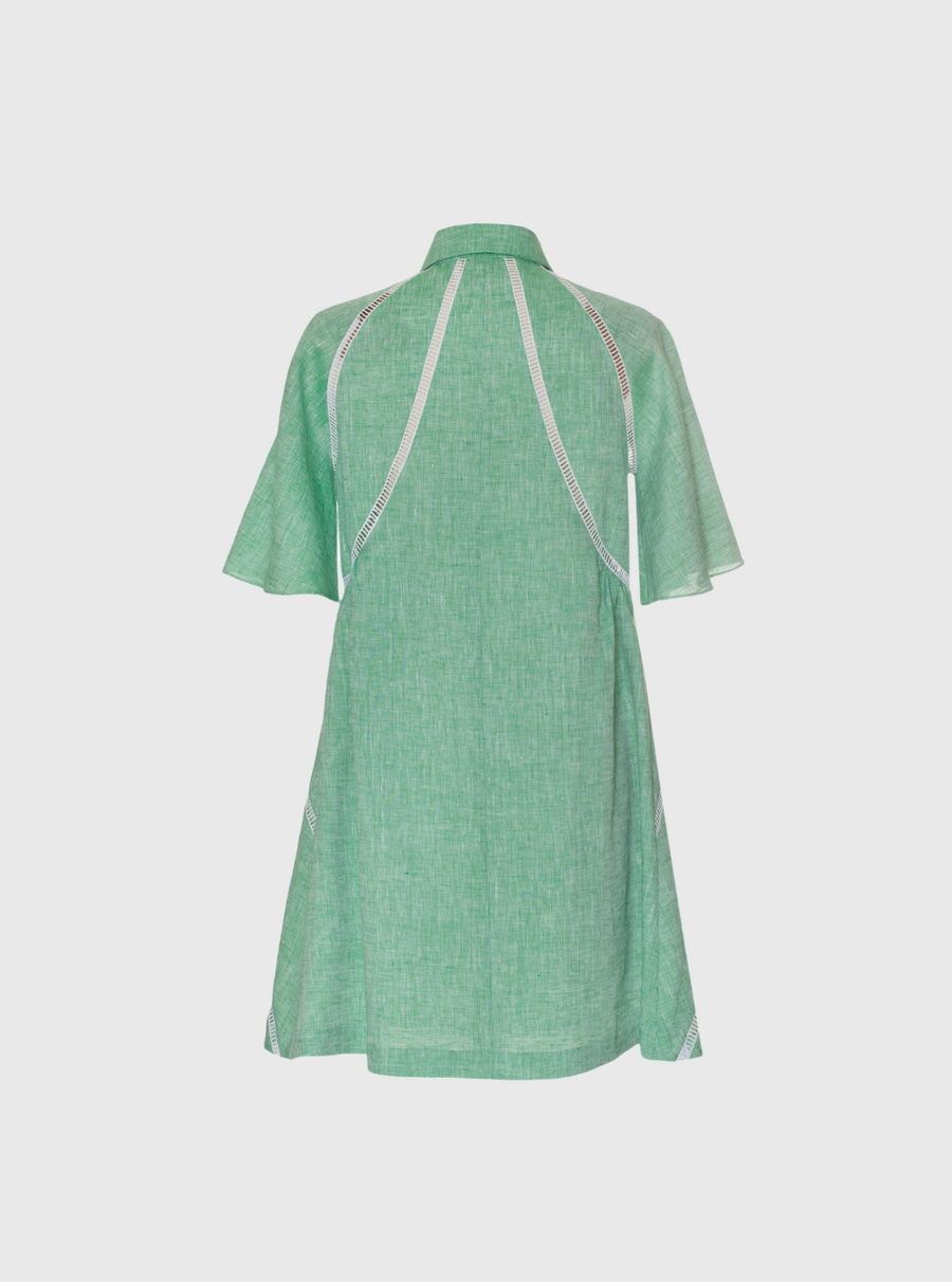 Green Short Linen Dress