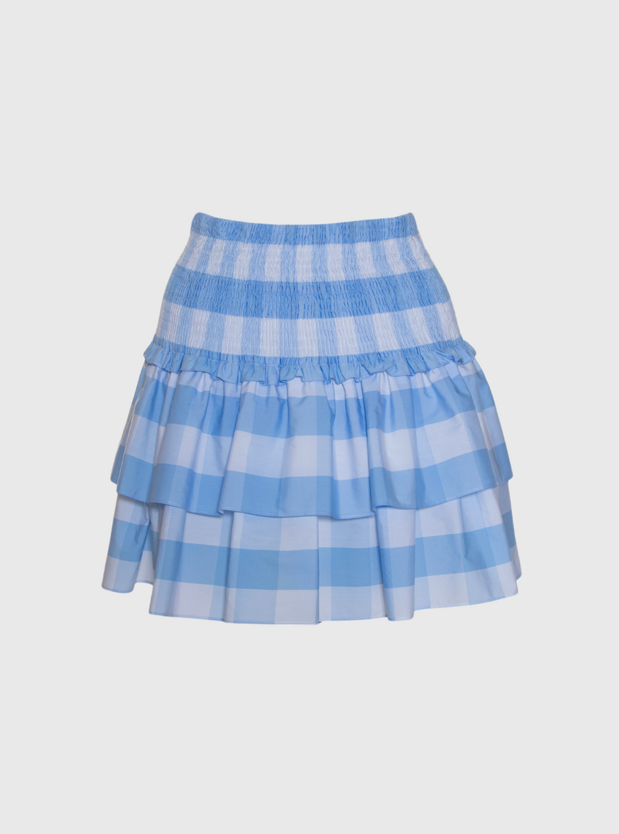 Blue & White Check Short Skirt
