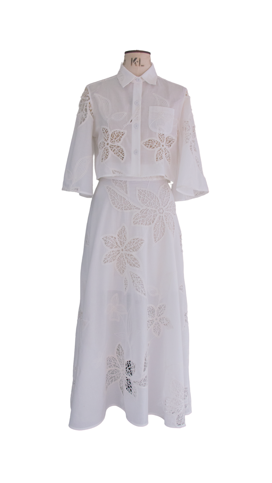 Ivory Flower Embroidred Shirt